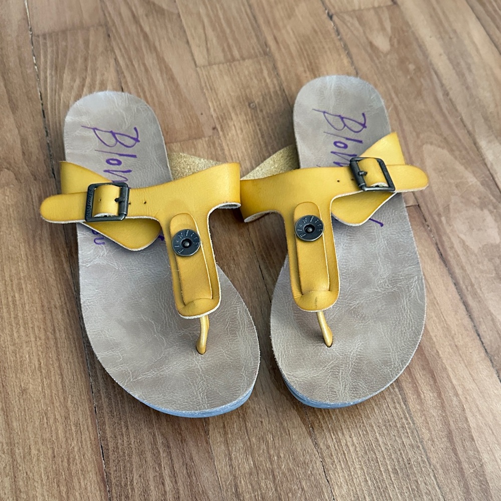 Blowfish Yellow Sandals with Buckle Detail